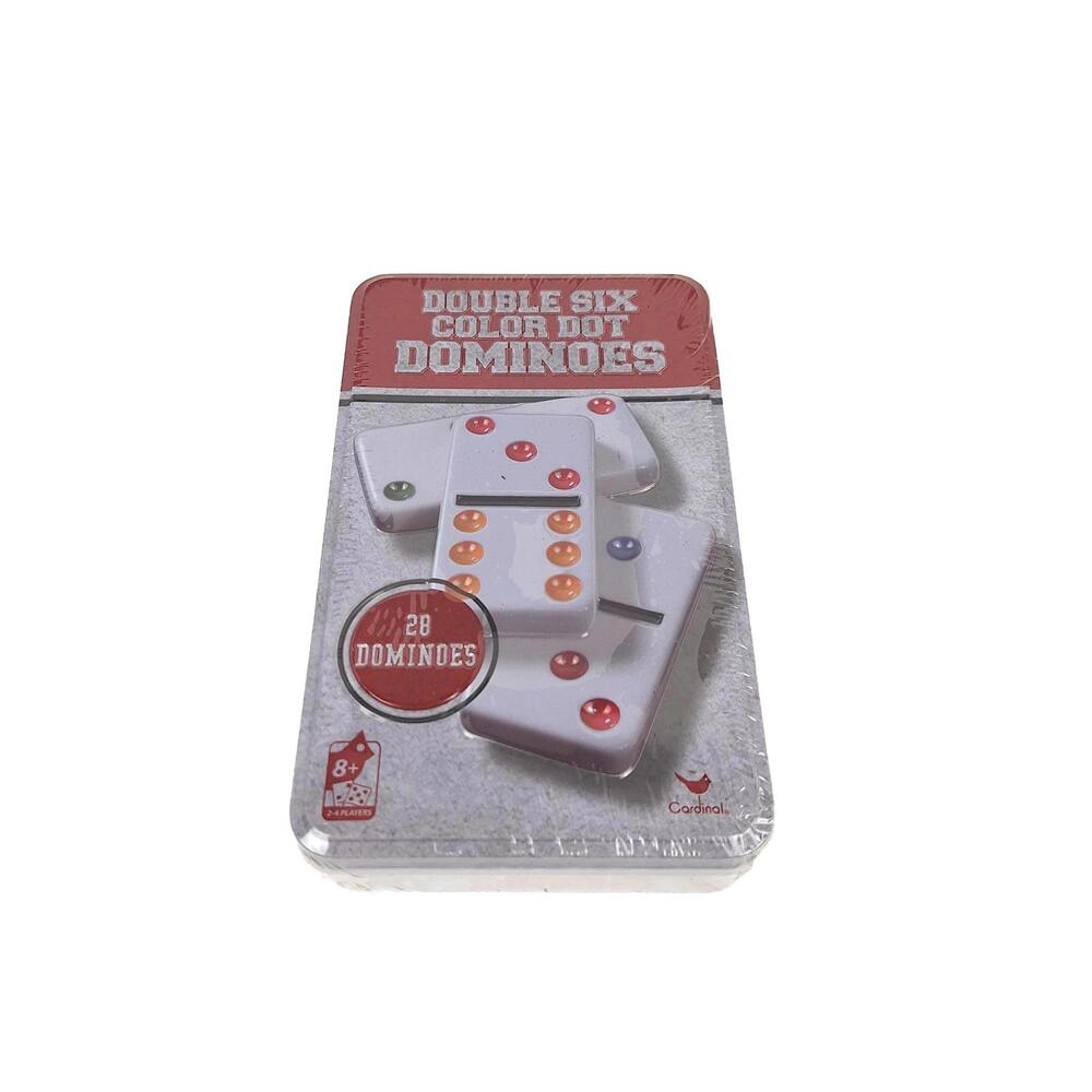 Cardinal Double Six Color Dot Dominoes 28 Piece Set in Collectible Tin 9510C NEW